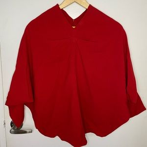 Korean red poncho inspired office blouse